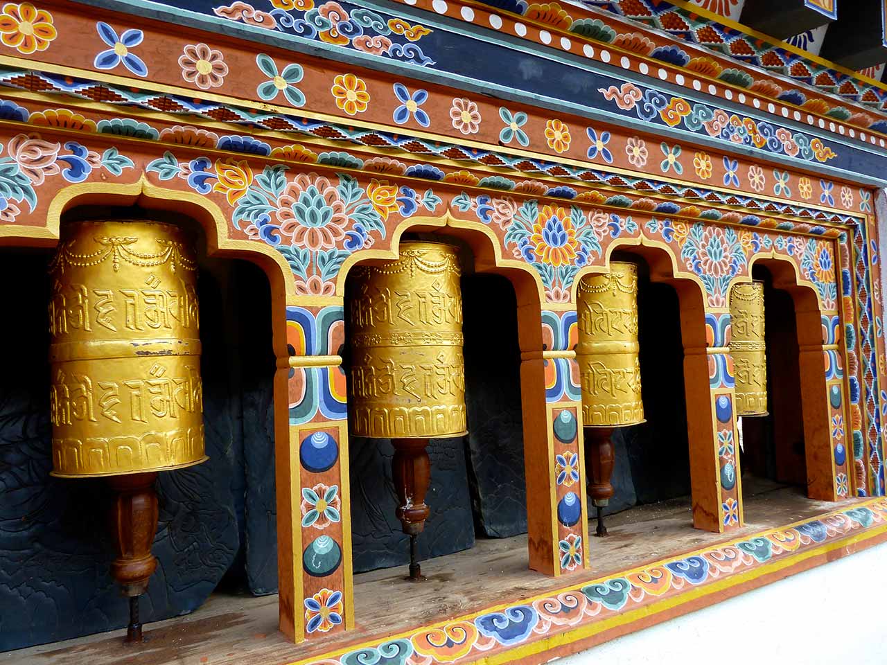 Prayer Wheels At Gangtey Monastery In Phobjikha Valley
