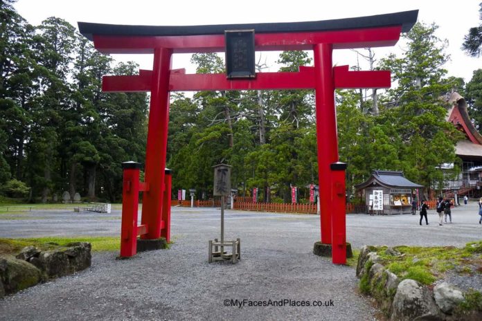 Japan - The Torrii sacred gateway to Sanjin Gosaiden temple on Mt Haguro Japan - The Torrii sacred gateway to Sanjin Gosaiden temple on Mt Haguro