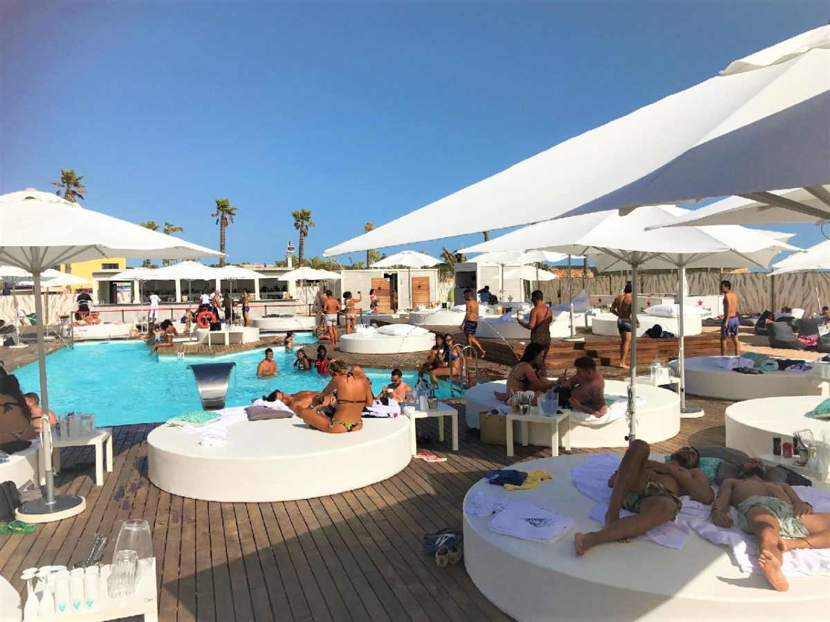 Pool side theatre during Blanco Beach Club, Algarve, Portgual