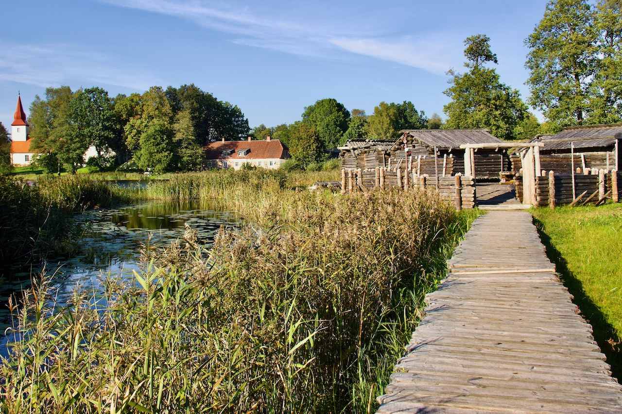 An Ancient Wooden Village by Āraišu Lake Castle in Vidzeme, Latvia