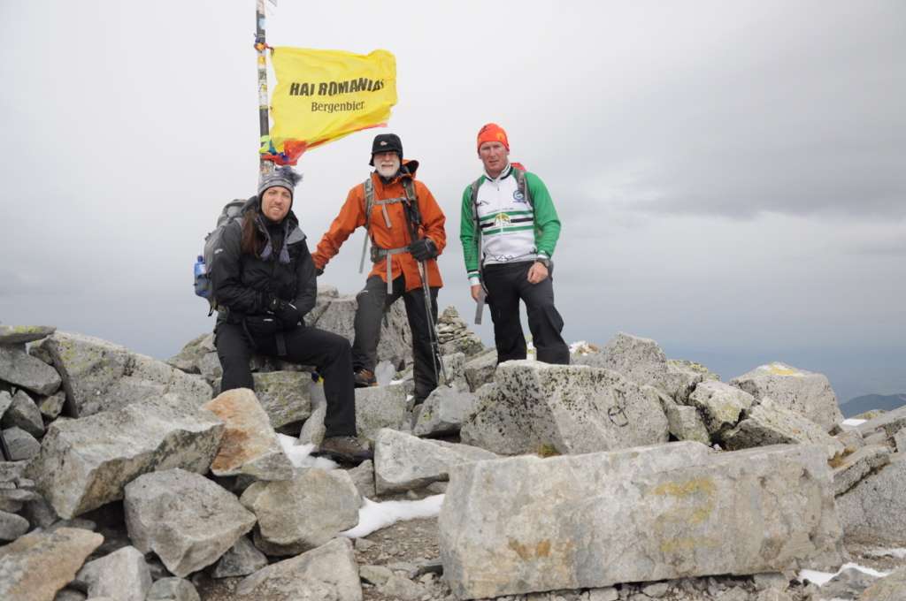 At the top of Pelage Peak, the highest summit in the Retezat Mountains