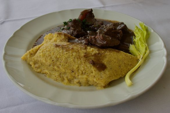 Capriolo and Polenta at Cascina Zeledria in Madonna di Campiglio, Italy Capriolo and Polenta at Cascina Zeledria in Madonna di Campiglio, Italy