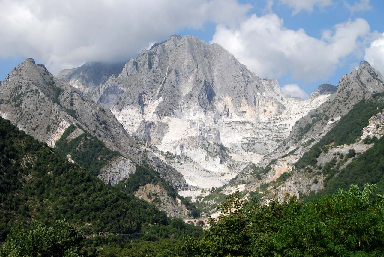The marble-studded mountains and quarries near Carrara c Lisa Gerard-Sharp