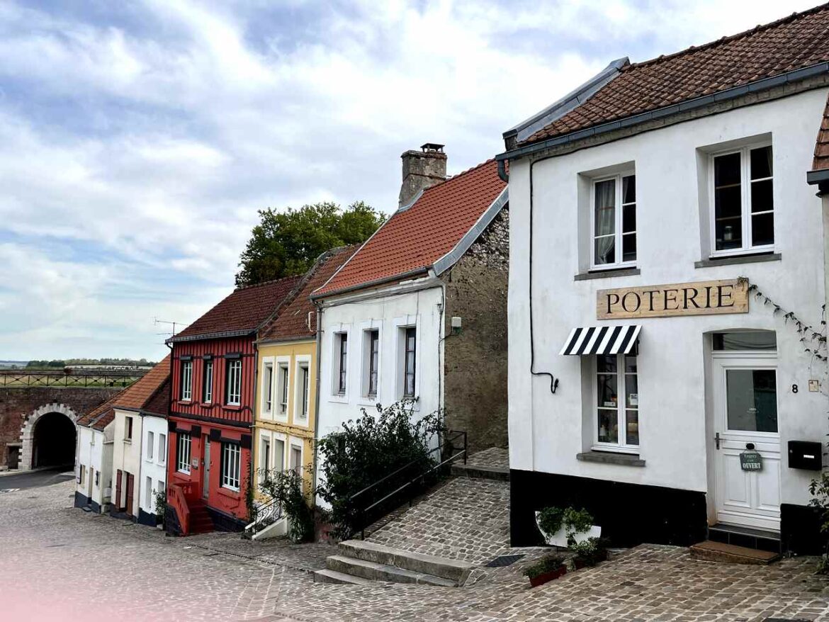 Cobbled street and ramparts, Montreuil