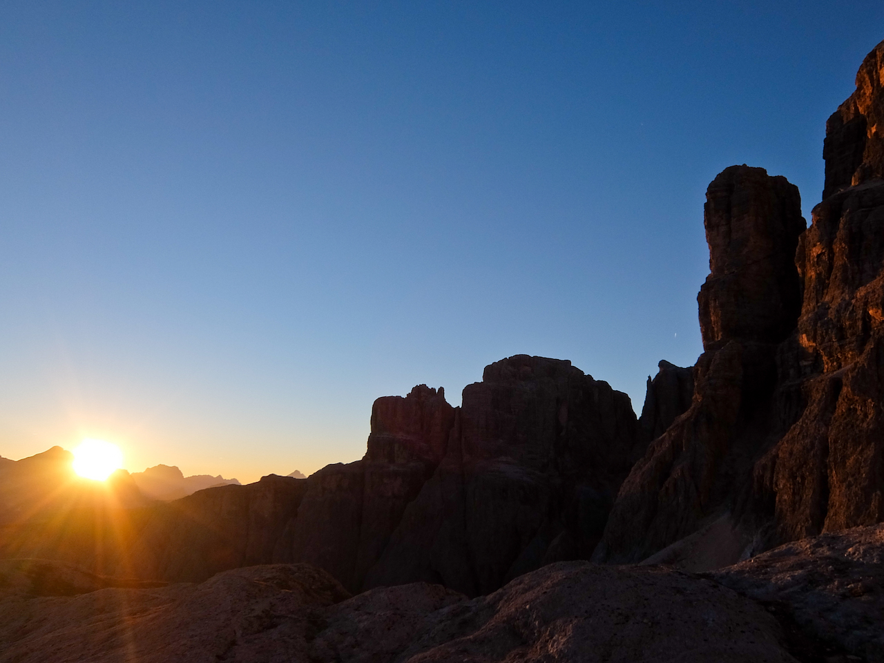 Crown of Gardena - Sunrise behind mountains