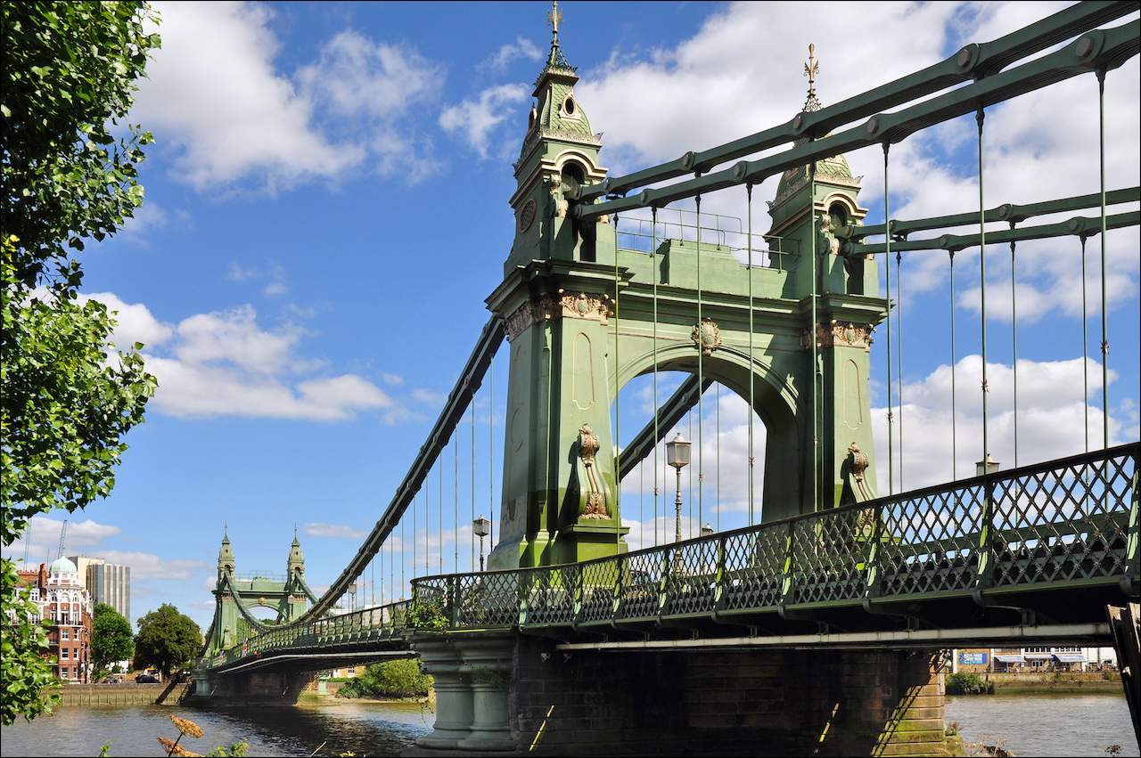 Hammersmith Bridge in London, which can be viewed from the Thames Path