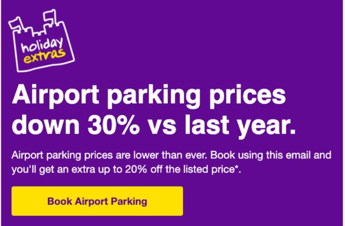 Holiday extra Airport Parking Ad