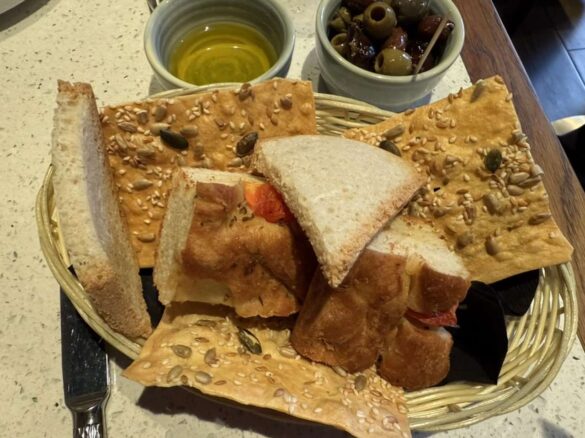 Basket of home made bread at Bellazul