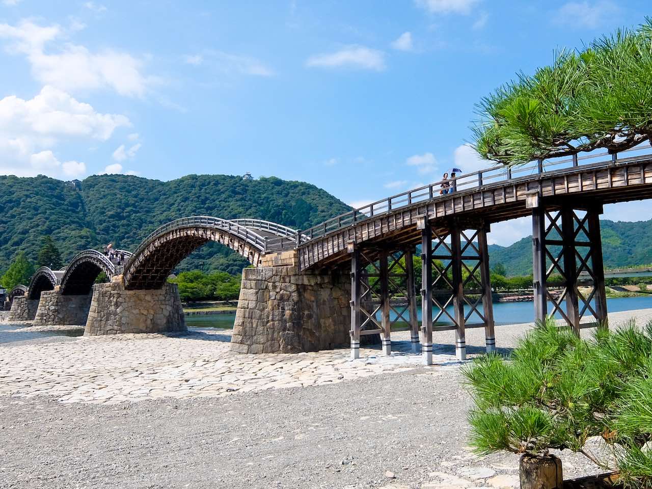 Kintai Bridge with Castle on Hill