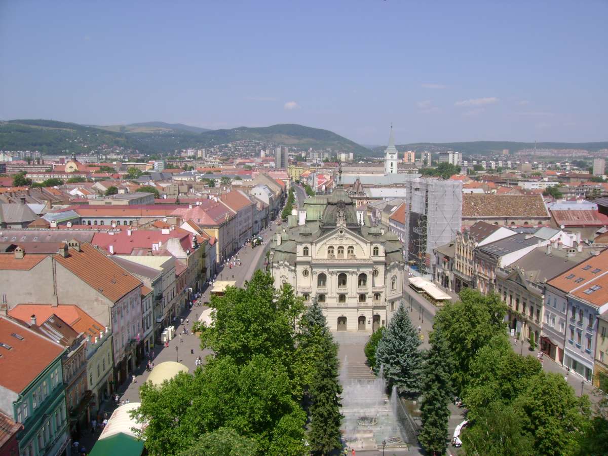 Košice Hlavná Ulica seen from St. Elisabeth Cathedral