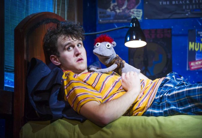 Harry Melling (Jason) and Tyrone in Hand To God Harry Melling (Jason) and Tyrone in Hand To God