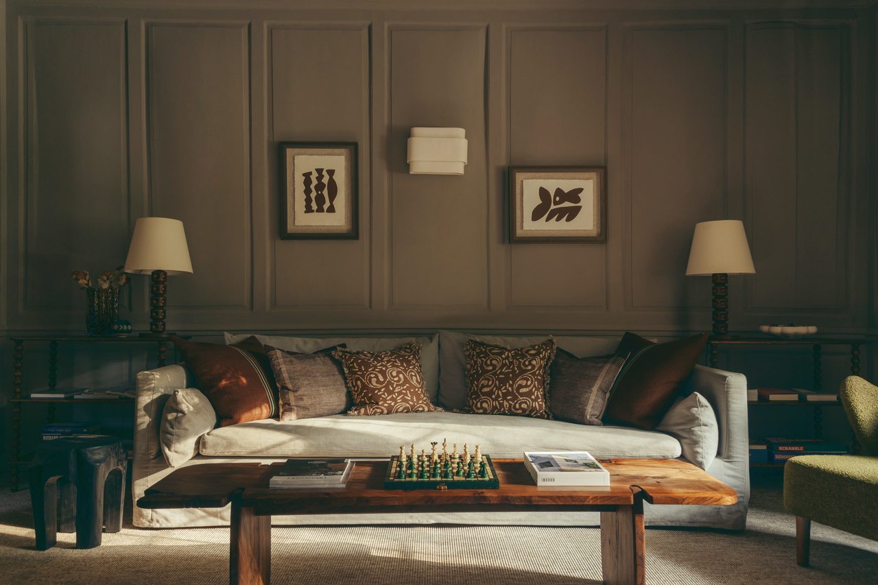 Lounge area at Hyll with huge sofas.