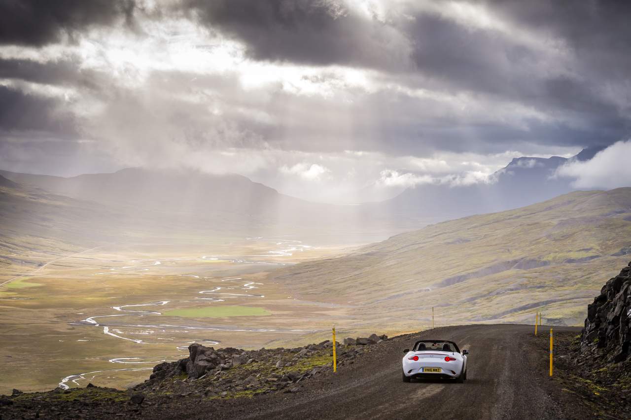 Mazda driving through vast isolation