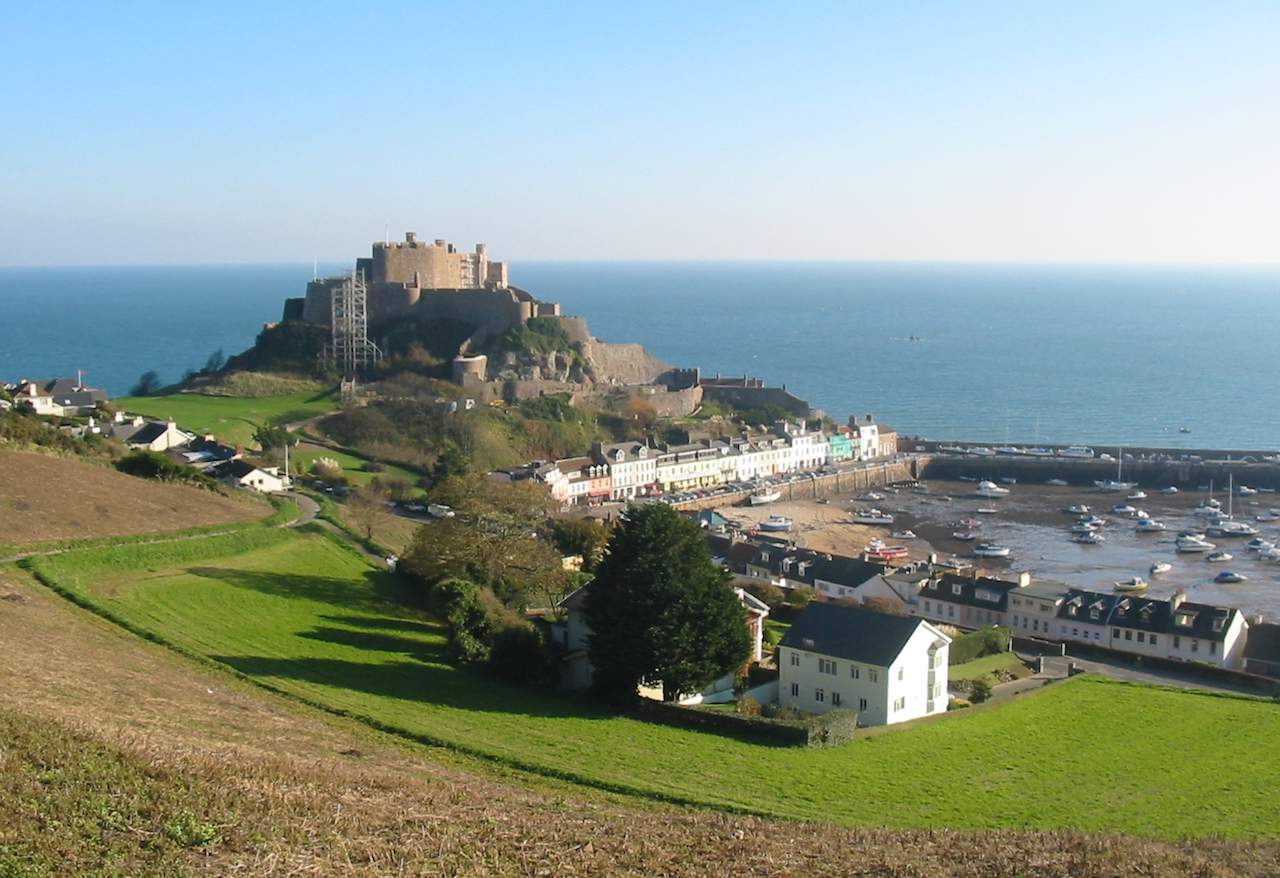 Castle of Mont Orgueil overlooking the harbour of Gorey in the parish of St. Martin, Jersey