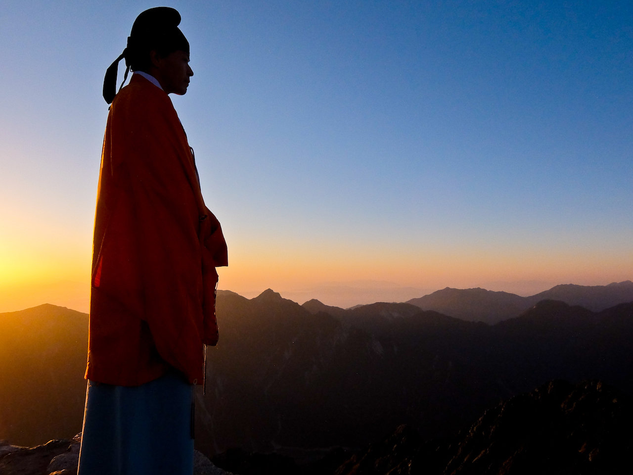 monk at top of mount tateyama