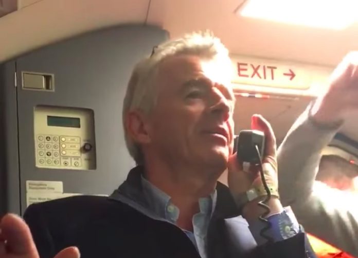 O'Leary announcing 2 free drinks O'Leary announcing 2 free drinks on Ryanair flight