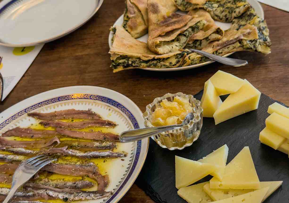 Ligurian tapas, from anchovies to torta verde (vegetable tart) c Cinque Terre Riviera