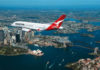 Qantas say international flyers must have a Covid-19 vaccine – no jab, no fly Qantas A380 flying over Sydney Harbor