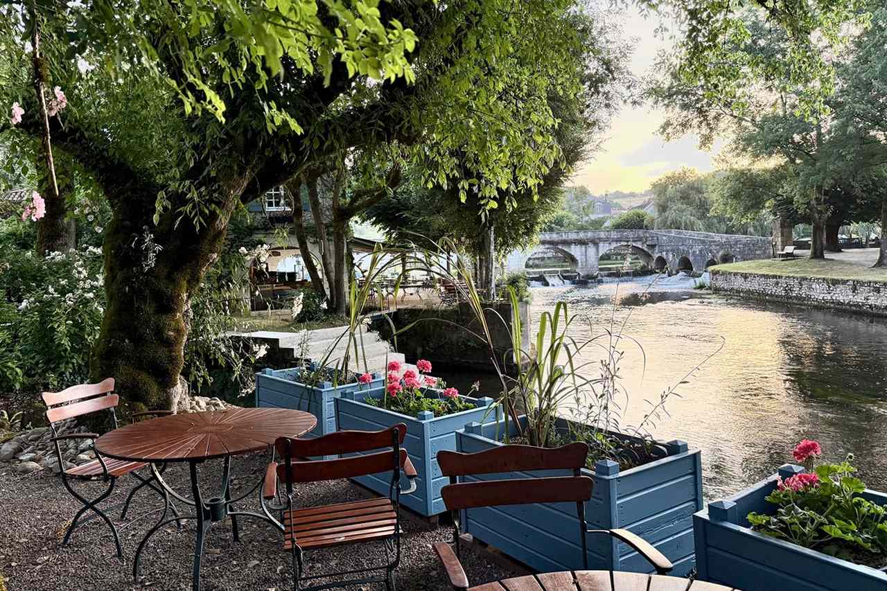 Quiet Corner in the Garden of Moulin de l’Abbaye in Brantôme-en-Périgord in the Dordogne