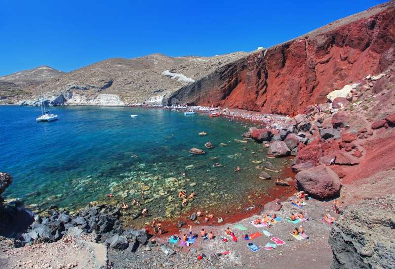 The Red Beach in Santorini, Greece