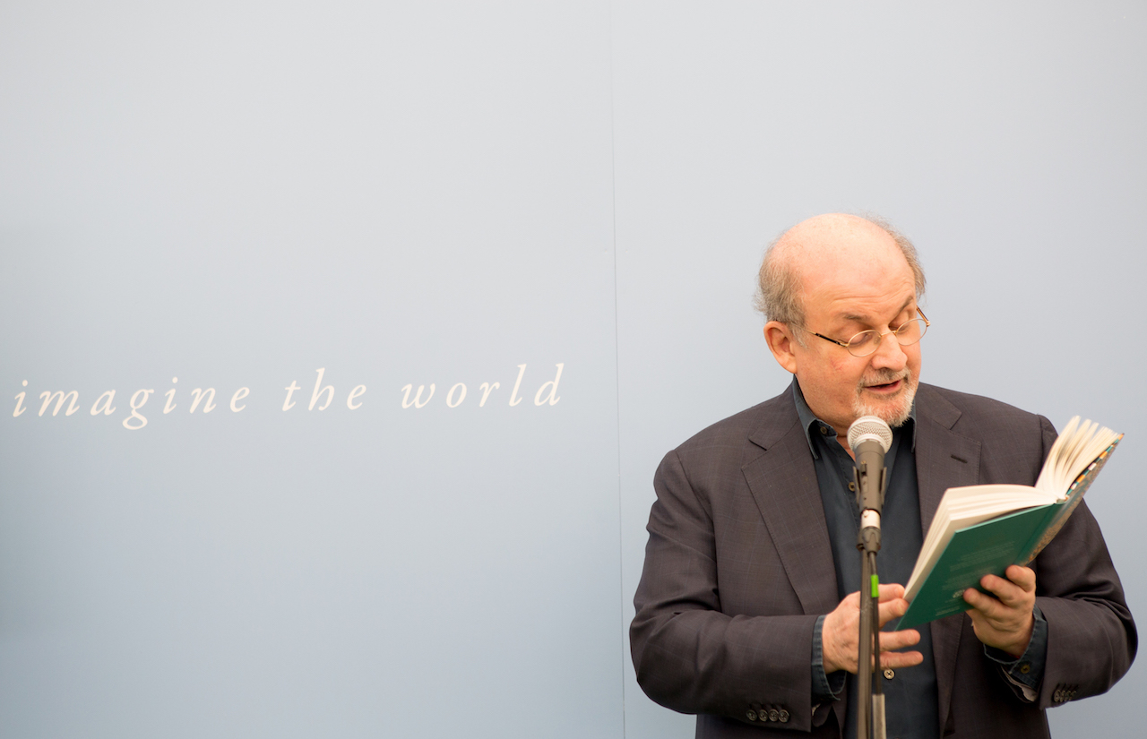Salman Rushdie at the Hay Festival in 2016