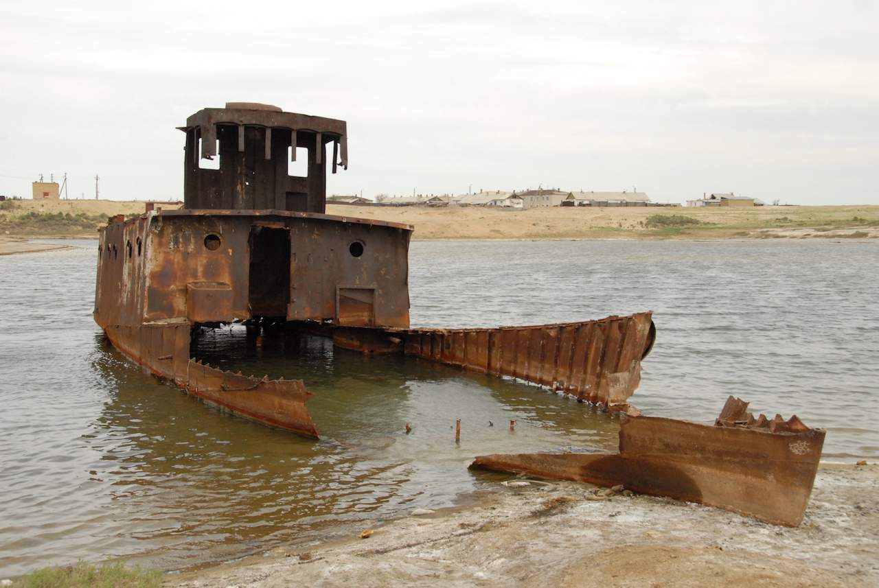 Skeleton ship in the Aral Sea