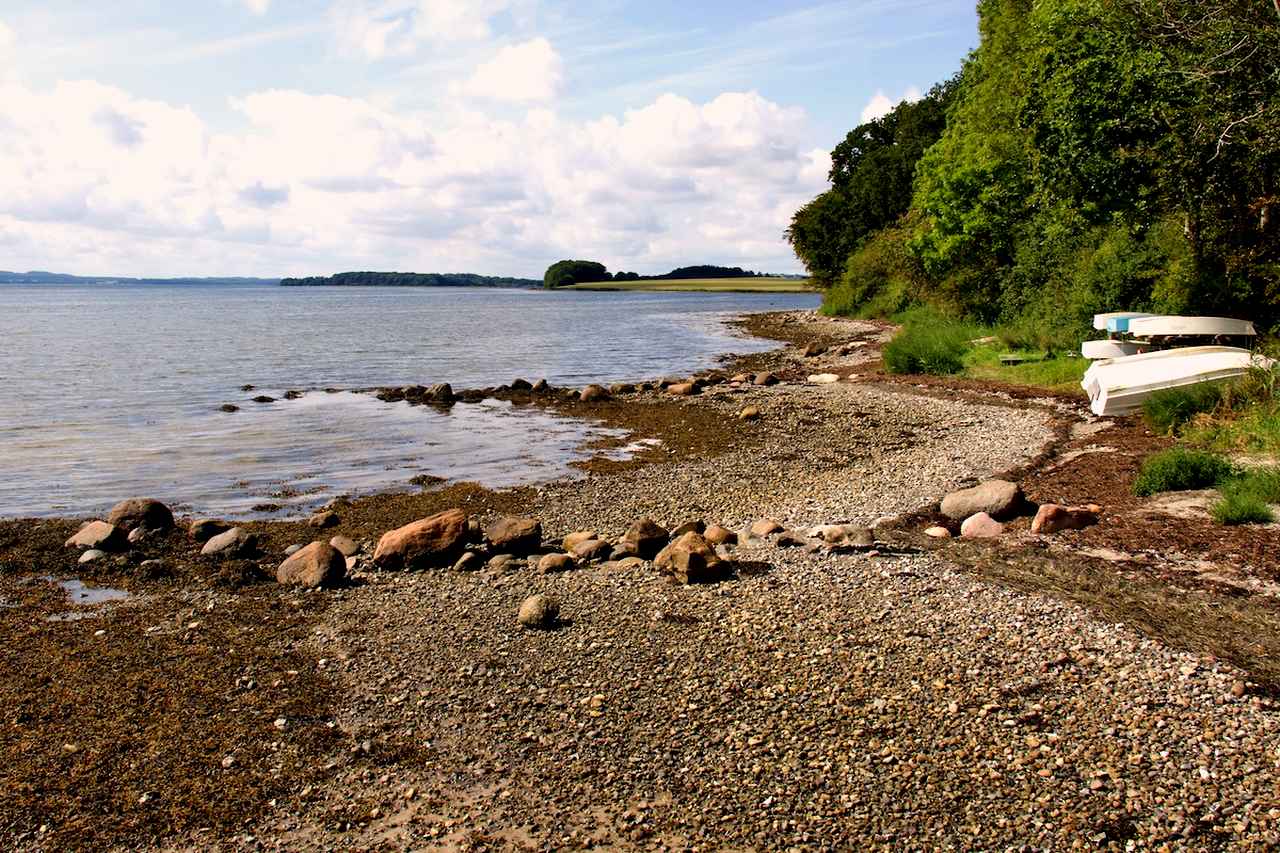 Sondrup Beach on the Fjordmino in Kystlandet, Denmark