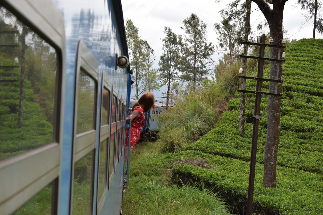 Sri Lanka blue train girl standing out