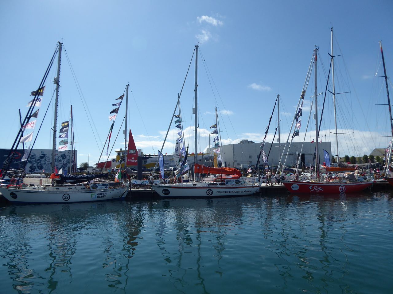 The Golden Globe yachts lined up on the pontoon - Les Sables D'Olonne