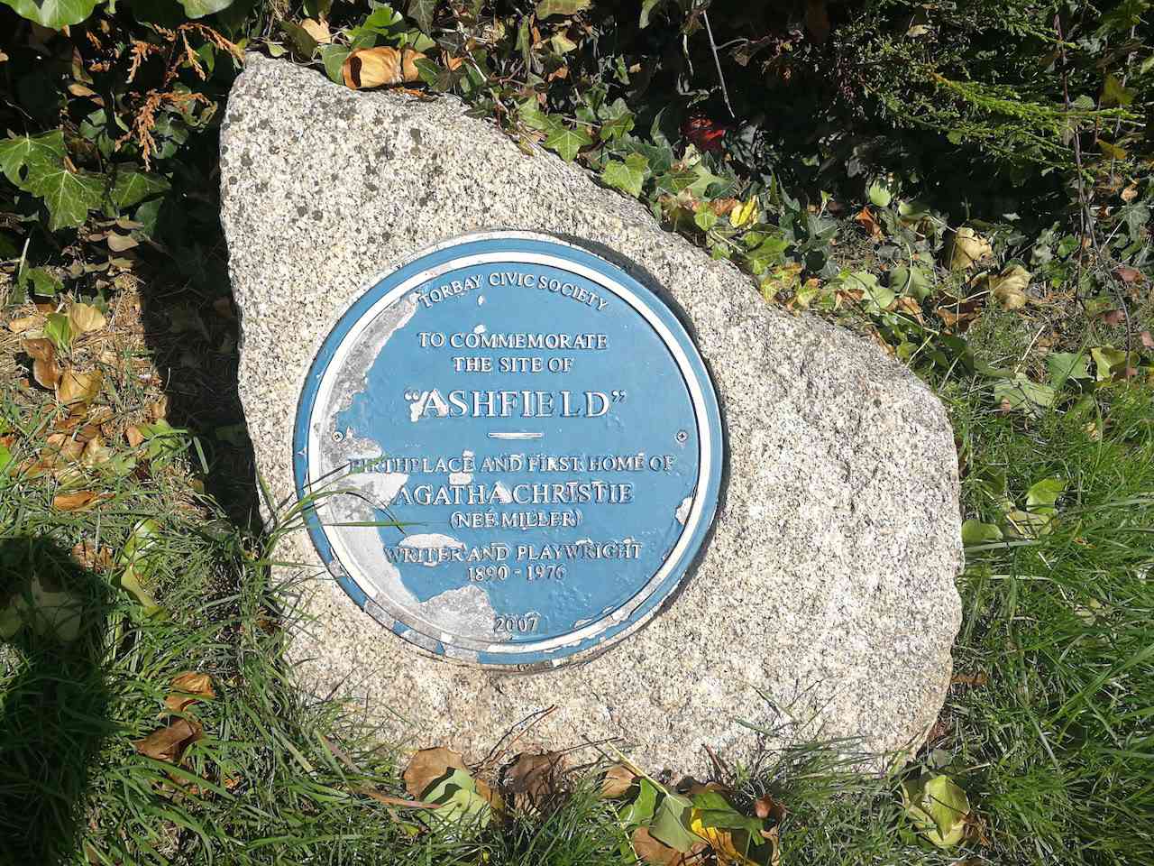 The plaque commemorating the birth place of Agatha Christie