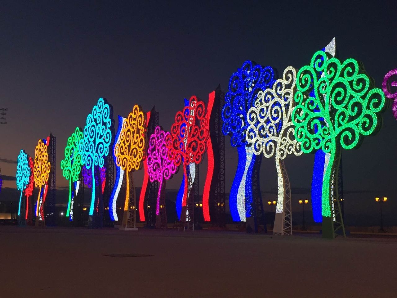 Trees that light up Managua, capital of Nicaragua,at night