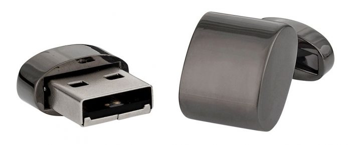 USB Flash Drive Cufflinks in Gun Metal 4GB