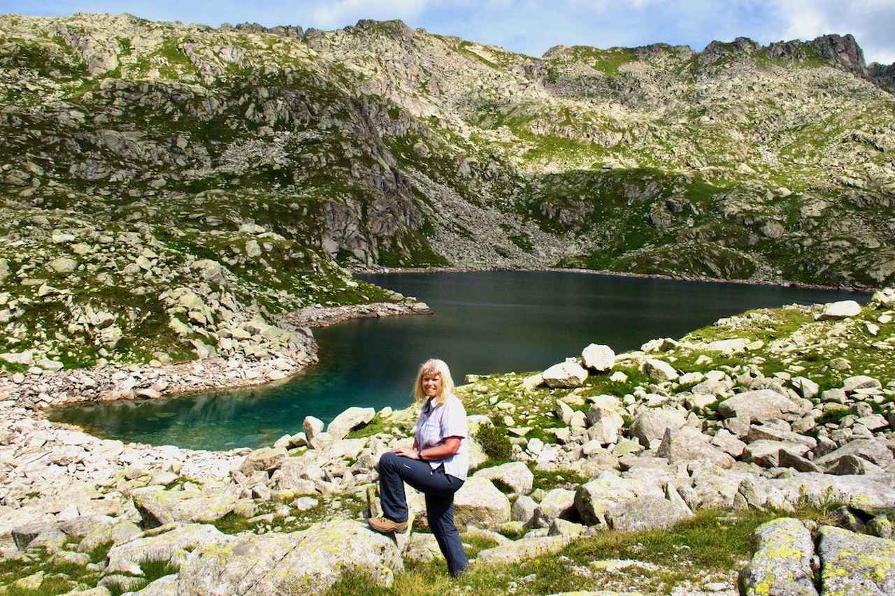 Valery by Lago Serodoli on the Cinque Laghi walk in Madonna di Campiglio, Italy