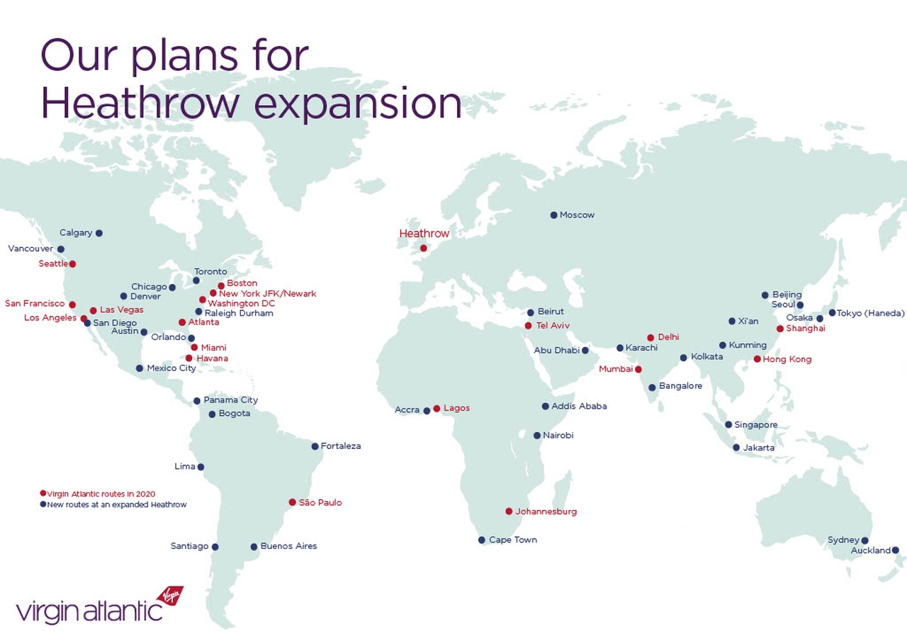 Virgin Atlantic takes on British Airways with 80 new routes at Heathrow