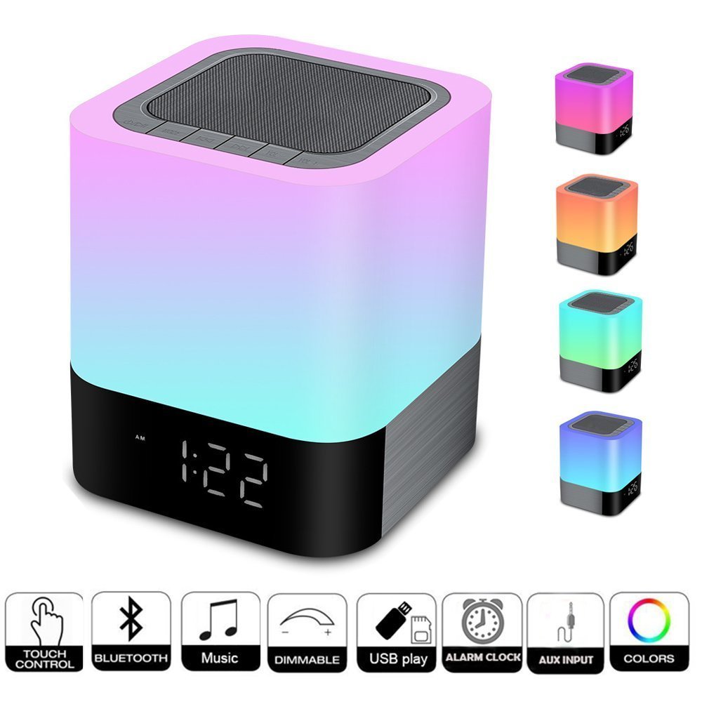 Bluetooth speaker with touch sensor lamp and alarm clock