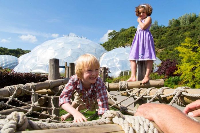 Eden Project: children climbing on the nest