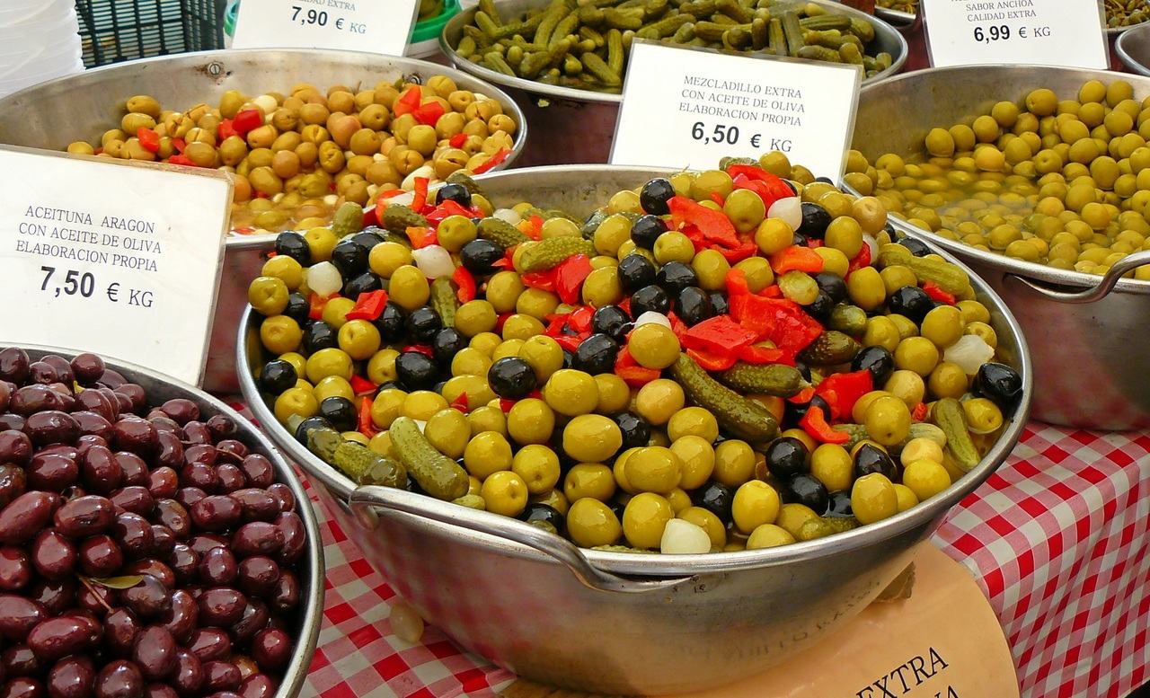 green olives selling at the market