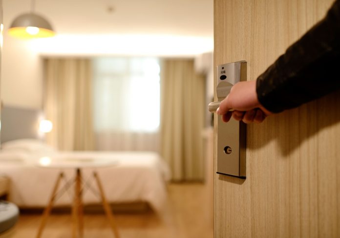 hand opening hotel room hand opening hotel room