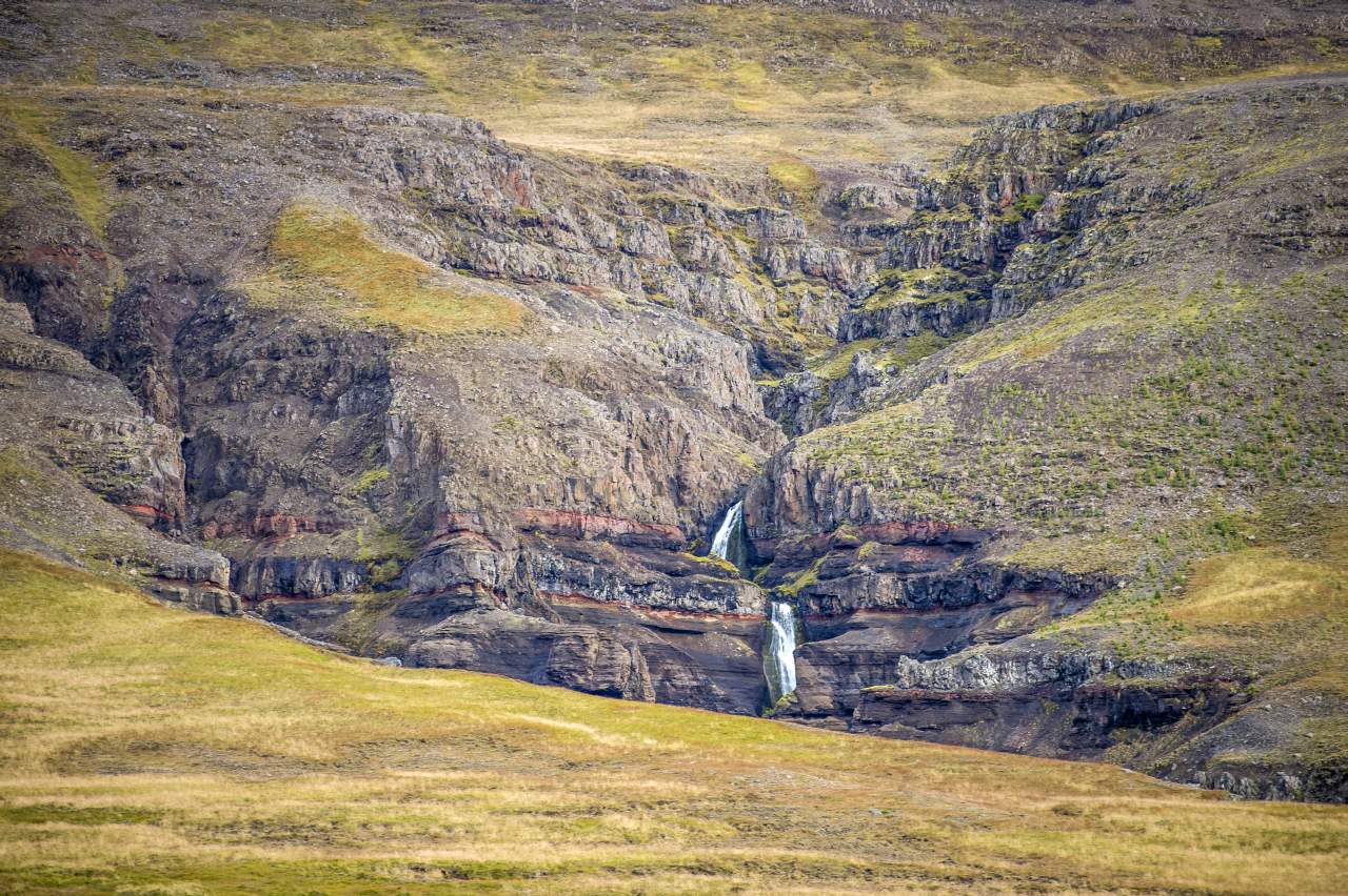 Iceland waterfalls within the landscape