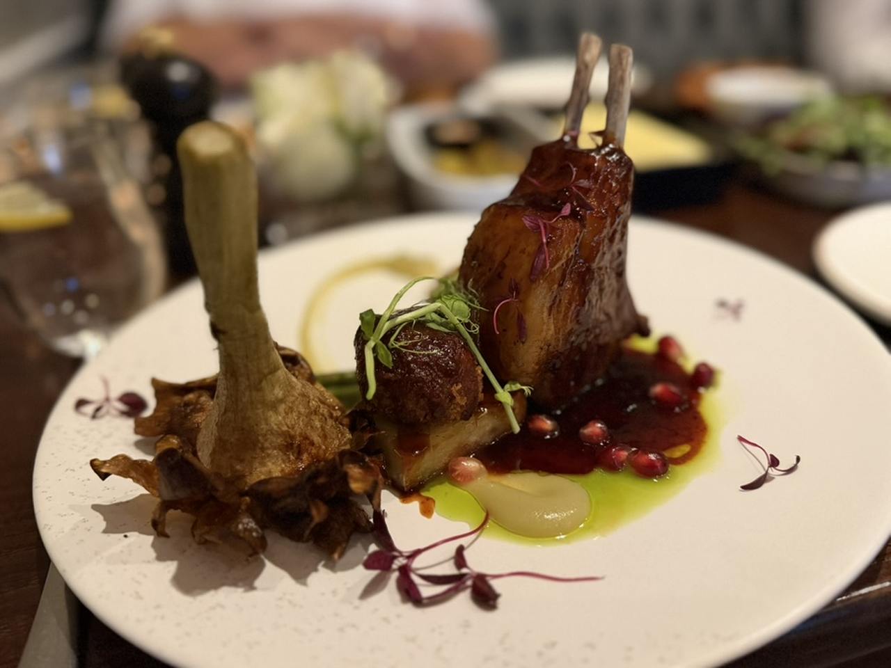 Lamb dish at The Hyde restaurant at Roseate House