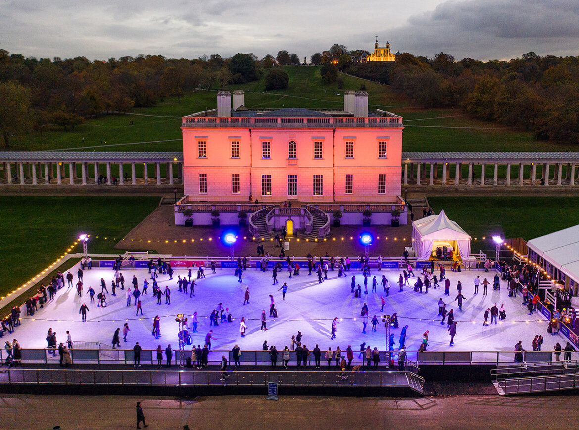 queens house Queen's House ice-rink, Greenwich, birds eye view