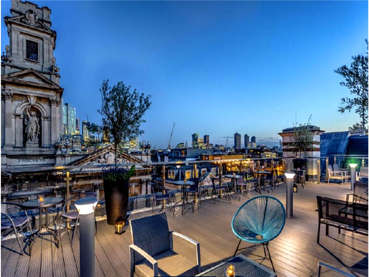 Rooftop terrace at Courthouse Hotel, Shoreditch