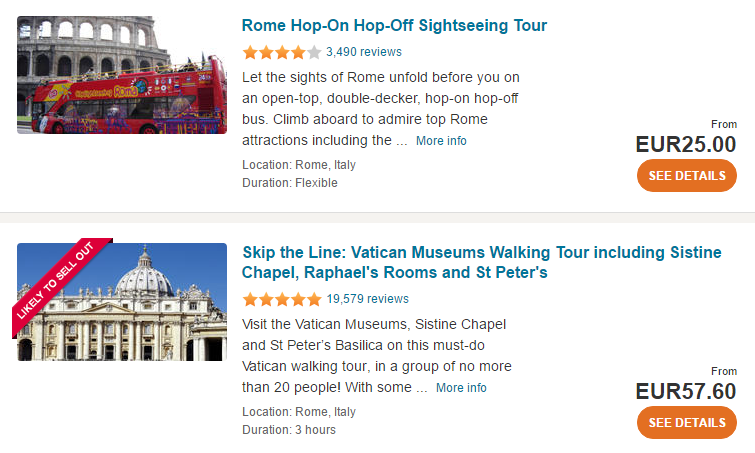 Rome tours and activities